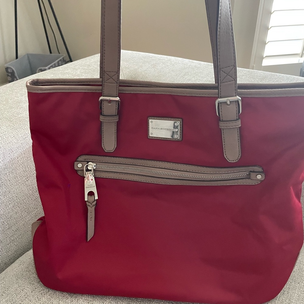 Dana Buchman Red Tote with Tan Accents